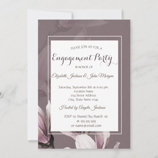 Magnolia-Blume-Verlobung Einladung (Vorderseite)