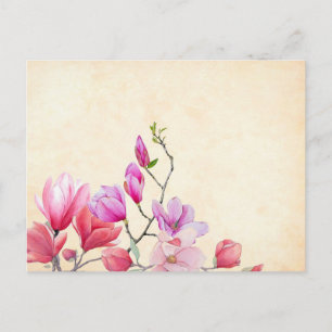 Magnolia Blume Wasserfarben Malerei Postkarte