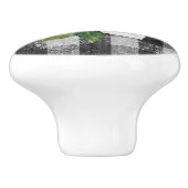 Magnolia Blumenfarm Rustikaler Schwarz-weißer Karo Keramikknauf (Seitenansicht)