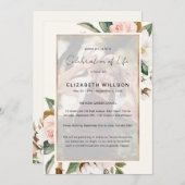 Magnolia-Blumenfeier zum Foto Lebensbeerdigung Einladung (Vorne/Hinten)