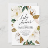 Magnolia Blumengrün rustikale Mädchen Dusche Einladung (Vorderseite)