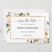 Magnolia Blumenkalligrafie Hochzeit retten das Dat Save The Date (Vorderseite)