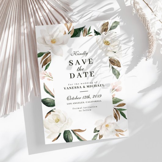 Magnolia-Blumenkarte Save the Date