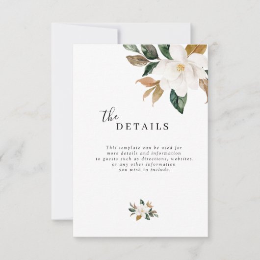 Magnolia Blumenzettel RSVP Karte (Vorderseite)