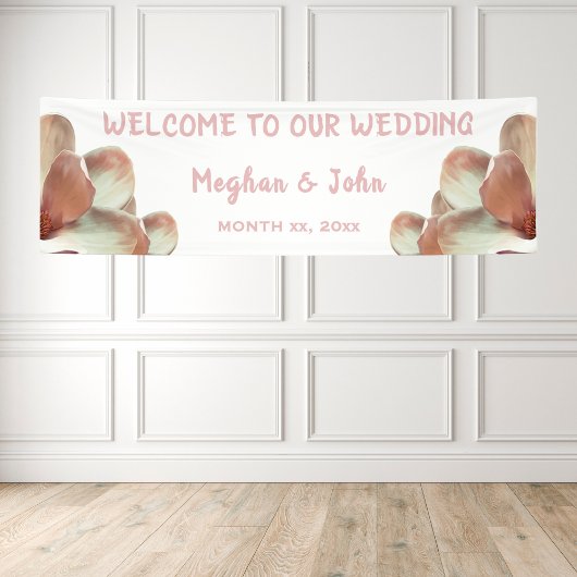 Magnolia Blush - Hochzeitsbanner - 2,5' x 8' Banner