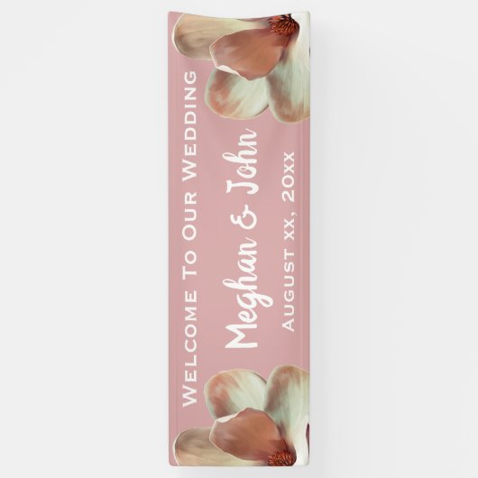 Magnolia Blush - Hochzeitsbanner - 2,5' x 8' Banner (Vertikal)