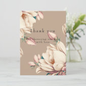 Magnolia Blüte Babydusche Dankeskarte (Stehend Vorderseite)