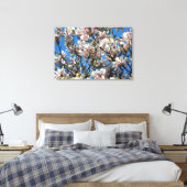 Magnolia Blüten / Blauer Himmel gezackte Canvas Pr Leinwanddruck (Insitu (Schlafzimmer))