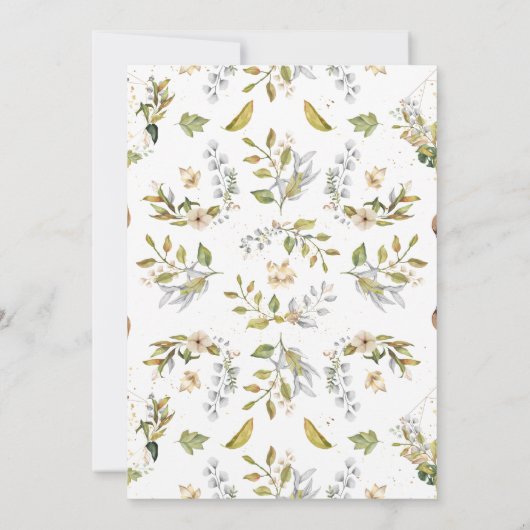 Magnolia-Blüten | Eleganter Violet Blumengrün Einladung (Rückseite)