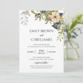 Magnolia-Blüten | Eleganter Violet Blumengrün Einladung (Stehend Vorderseite)