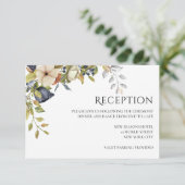 Magnolia-Blüten | Eleganter Violet Blumengrün Einladung (Stehend Vorderseite)