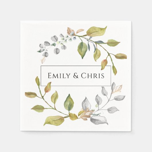 Magnolia-Blüten | Eleganter Violet Blumengrün Serviette (Vorderseite)