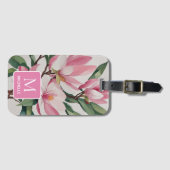 Magnolia Botanische Moderne Kunst rosa Monogramm Gepäckanhänger (Vorderseite (Horizontal))