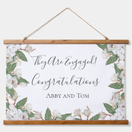 Magnolia Botanische Verlobung-Banner Wandteppich Mit Holzrahmen