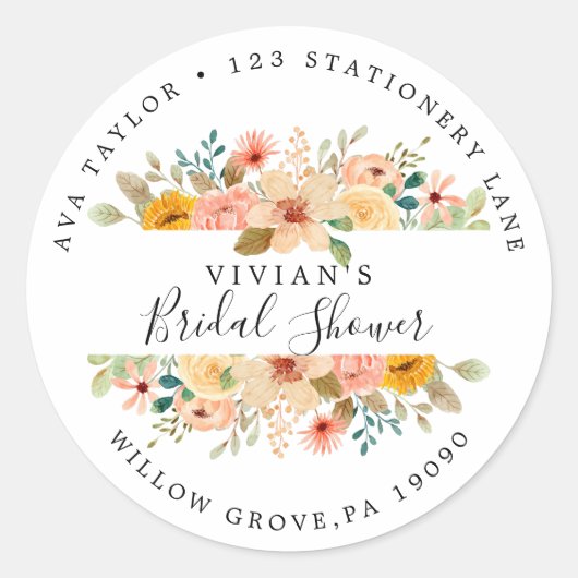 Magnolia Brautparty Rücksendeadresse Stic Runder Aufkleber (Vorderseite)