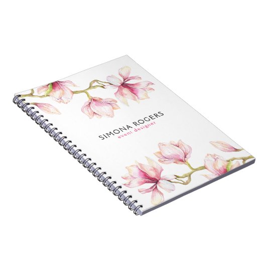 Magnolia Brinches Blossom in Weiß Notizblock (Rechte Seite)