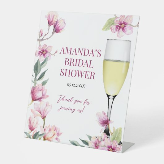 Magnolia Brunch und Bubbly Brautparty Sockelschild (Vorderseite)
