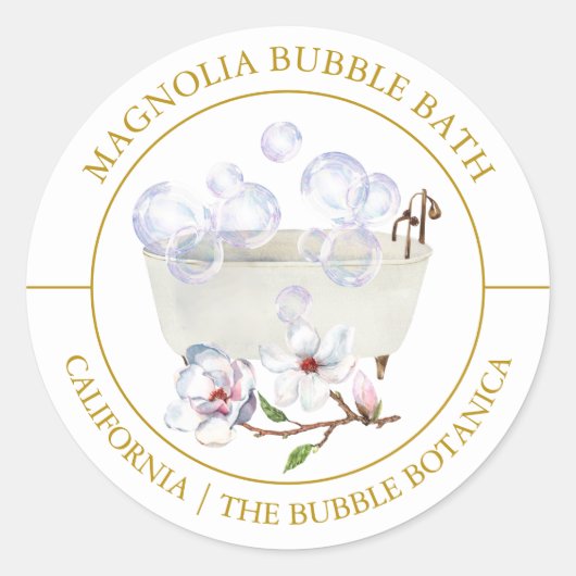 Magnolia Bubble Bath Runder Aufkleber (Vorderseite)