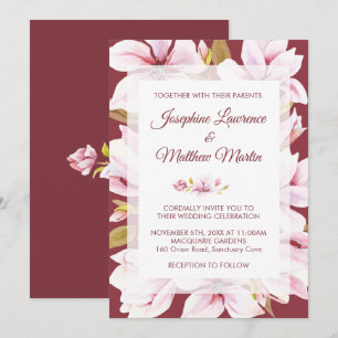 Magnolia Burgund Einladungen zur Hochzeit der Flor