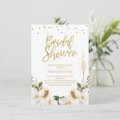 Magnolia Champagner Glasblass Bridal Dusche Einlad Einladung (Stehend Vorderseite)