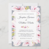 Magnolia Charm Floral Wedding Einladungen (Vorderseite)