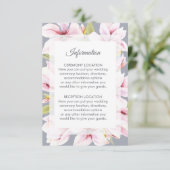 Magnolia Charm Floral Wedding Information Cards Begleitkarte (Stehend Vorderseite)