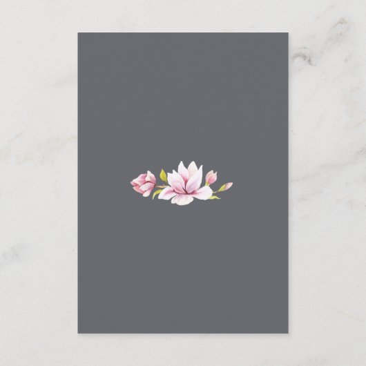 Magnolia Charm Floral Wedding Information Cards Begleitkarte (Rückseite)