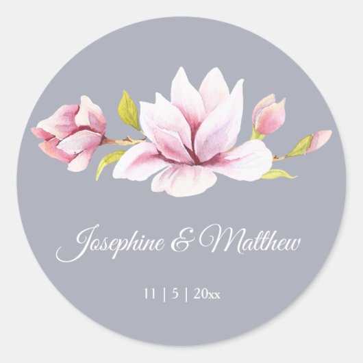 Magnolia Charm Floral Wedding Stickers (Vorderseite)