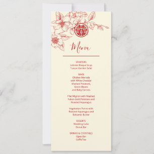 Magnolia Chinese Wedding Menu Card Einladung