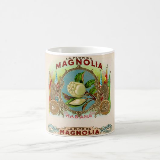 Magnolia Cigar Box Label Kaffeetasse (Mittel)