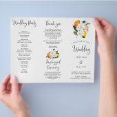 Magnolia Citrus Tri-Fold Hochzeitsprogramm (Hand)