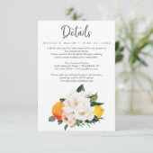 Magnolia Citrus Wedding Details Card Einladung (Stehend Vorderseite)