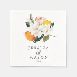 Magnolia Citrus Wedding Napkin Cocktail Napkin Serviette