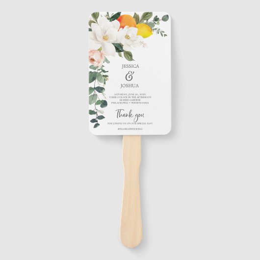 Magnolia Citrus Wedding Program Fan Editable Back Fächer (Vorderseite)