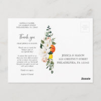 Magnolia Citrus Wedding Vielen Dank Postcard