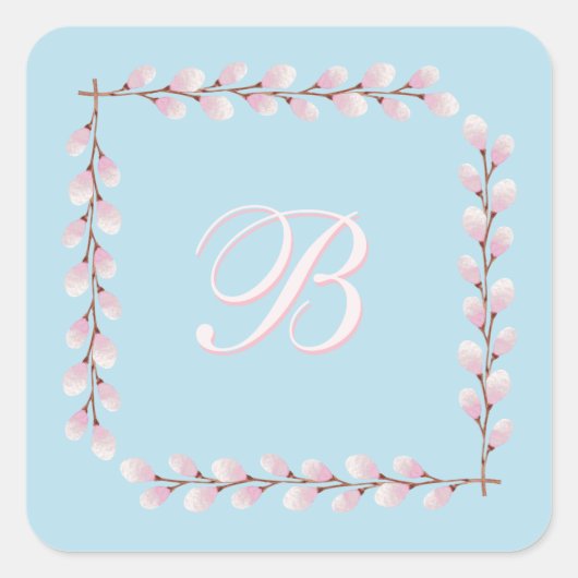 Magnolia Collection Spun Sugar Blue Hintergrund Quadratischer Aufkleber (Vorderseite)