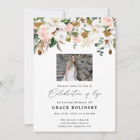 Magnolia & Cotton Feier zum Leben lädt ein Einladung (Vorderseite)