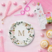 Magnolia Cotton Monogram Paper-Teller Pappteller (Party)