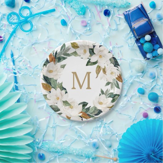 Magnolia Cotton Monogram Paper-Teller Pappteller (Party)