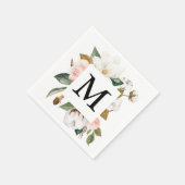 Magnolia Cotton Monogram Wedding Cocktail Serviette (Ecke)