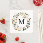 Magnolia Cotton Monogram Wedding Cocktail Serviette (Beispiel)