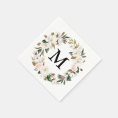Magnolia Cotton Monogram Wedding Cocktail Serviette (Ecke)