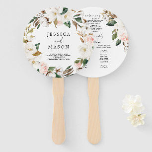 Magnolia Cotton Round Wedding Program Fan Fächer