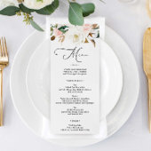 Magnolia Cotton Wedding Menu oder Brautparty Menu Einladung