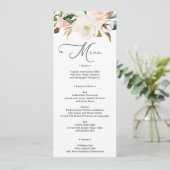 Magnolia Cotton Wedding Menu oder Brautparty Menu Einladung (Stehend Vorderseite)