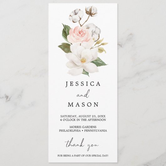 Magnolia Cotton Wedding Program Programm (Vorderseite)