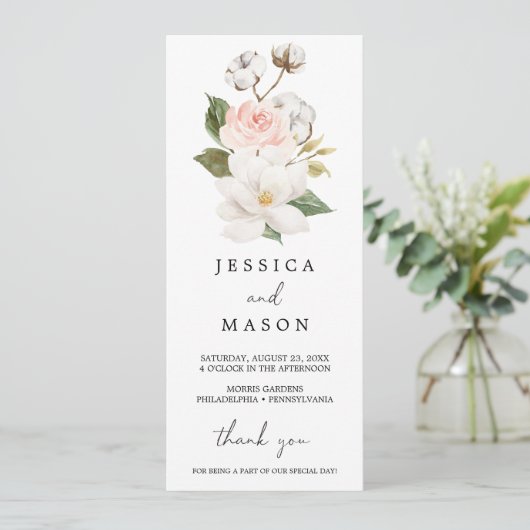 Magnolia Cotton Wedding Program Programm (Stehend Vorderseite)