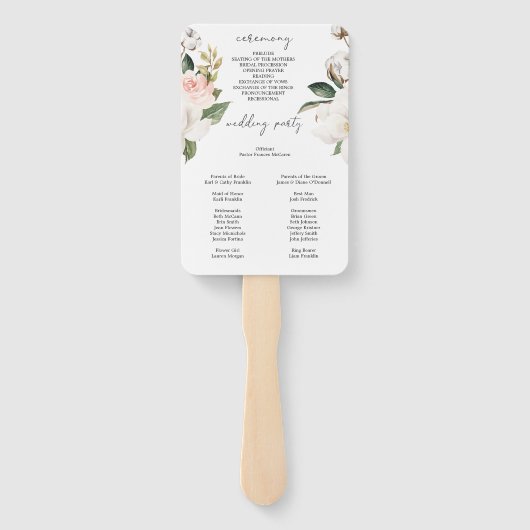 Magnolia Cotton Wedding Zeremony Program Fan Fächer (Rückseite)