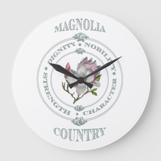 Magnolia Country Round Wall Clock Große Wanduhr (Vorderseite)