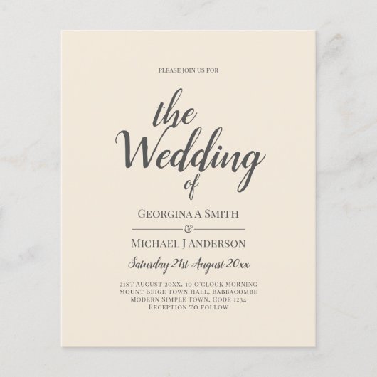 Magnolia Cream Modern Wedding Typografy (Vorderseite)